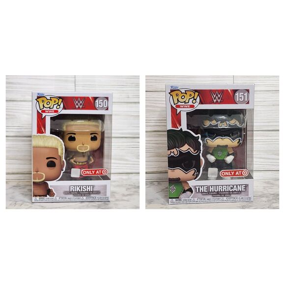 Funko Pop WWE Target Exclusive 150 Rikishi 151 The Hurricane with Protectors - Picture 1 of 13